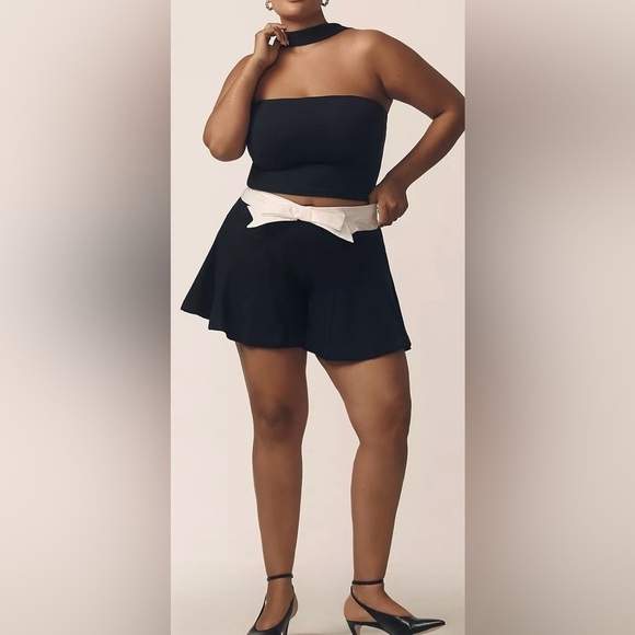 Anthropologie Maeve Black White Paneled Skirty Shorts - Picture 2 of 7